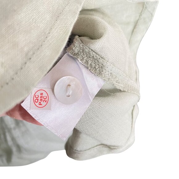 Isaac Mizrahi New York Womens Green 100% Linen Button-Up Blouse Size M Pockets - Picture 5 of 7